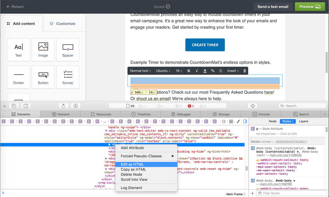 Adding a countdown timer in Campaign Monitor campaigns