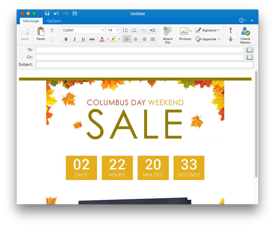 Adding a countdown timer in Outlook