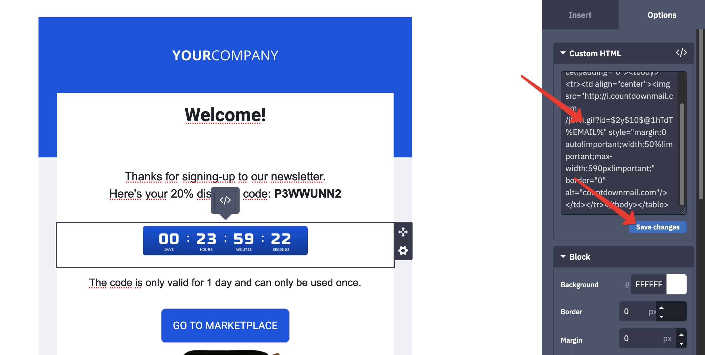 How to add a countdown timer in your email —