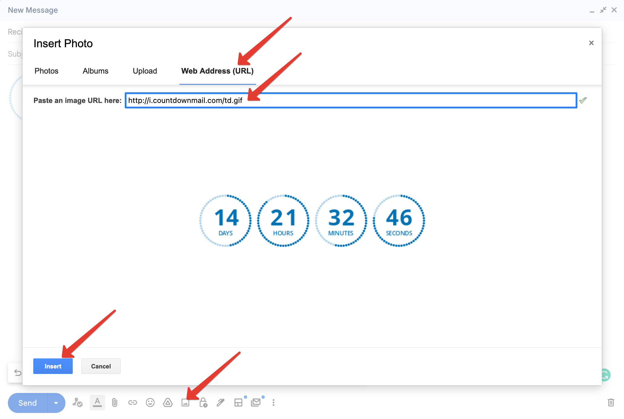 Adding a countdown timer in Gmail